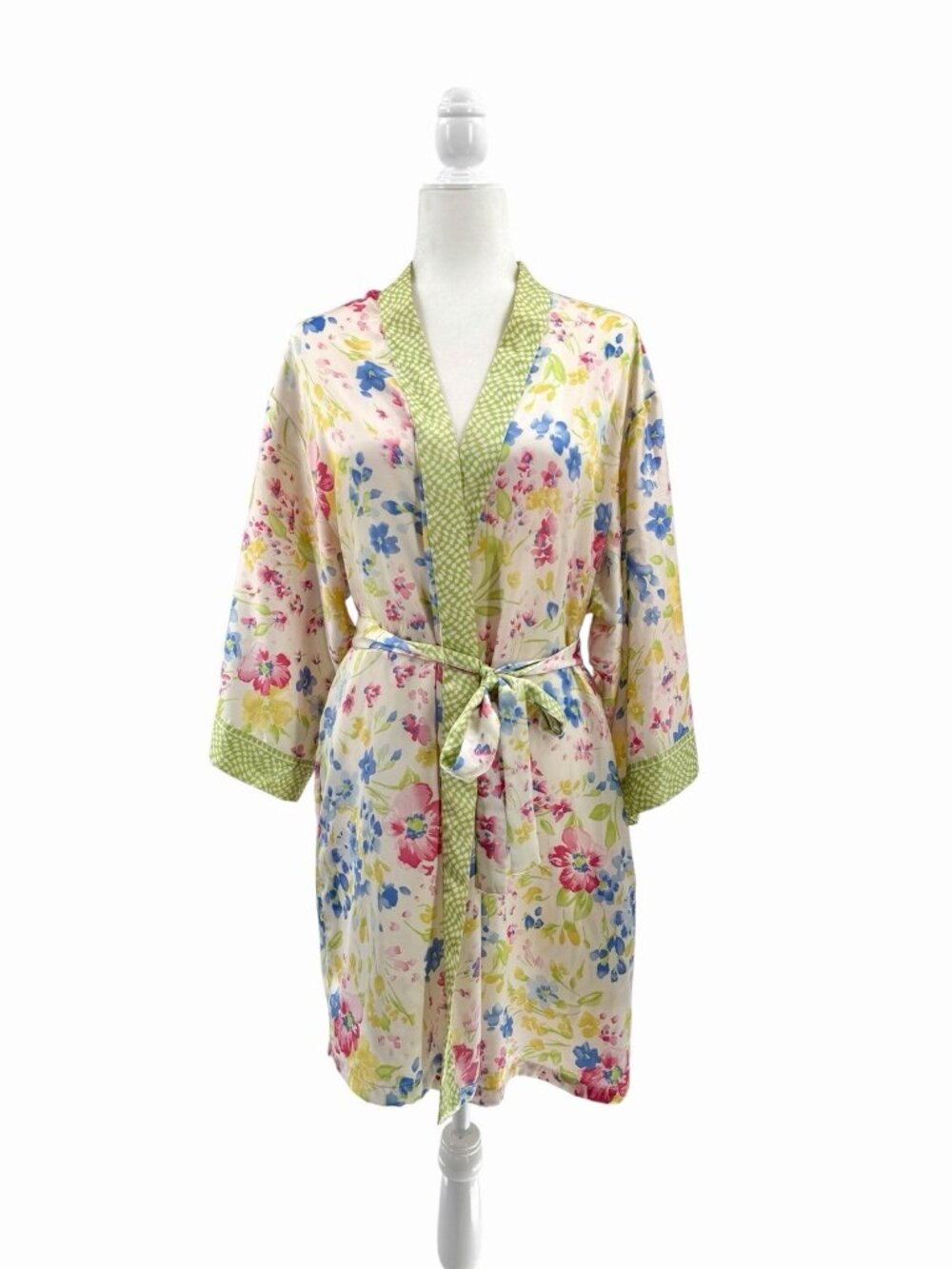 OSCAR DE LA RENTA PINK LABEL Women's Multicolor Floral Silky Robe Medium - Picture 1 of 8